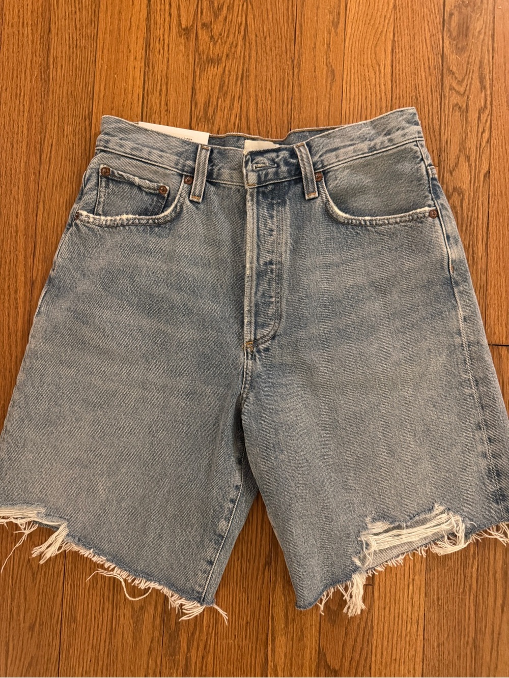 Agolde Indra Short 25 Distressed Denim Shorts